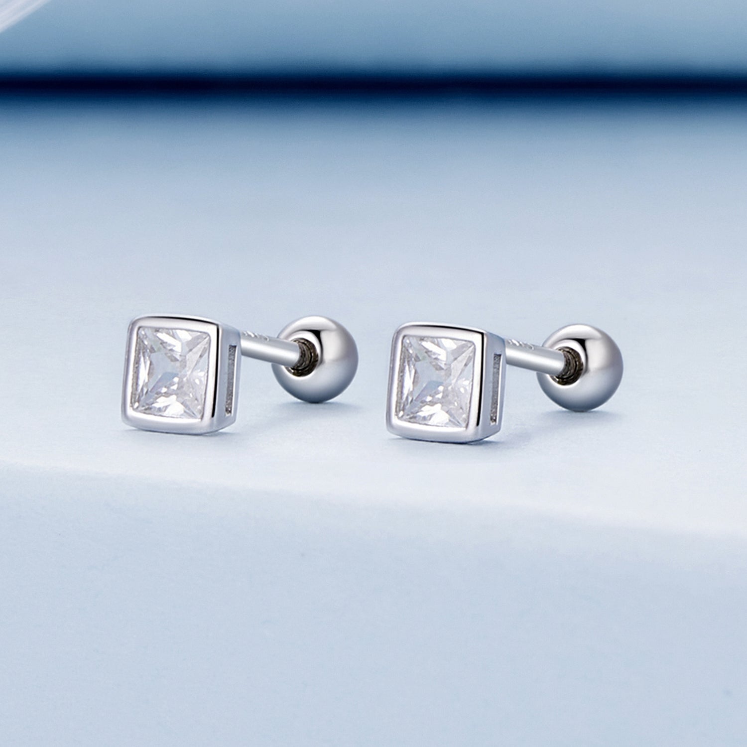 925 Sterling Silver 5mm Pavé Setting CZ Earrings for Women