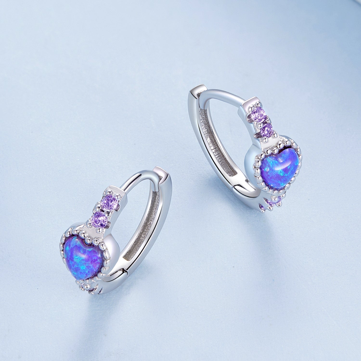 925 Sterling Silver Translucent Opal Earrings with CZ for Women