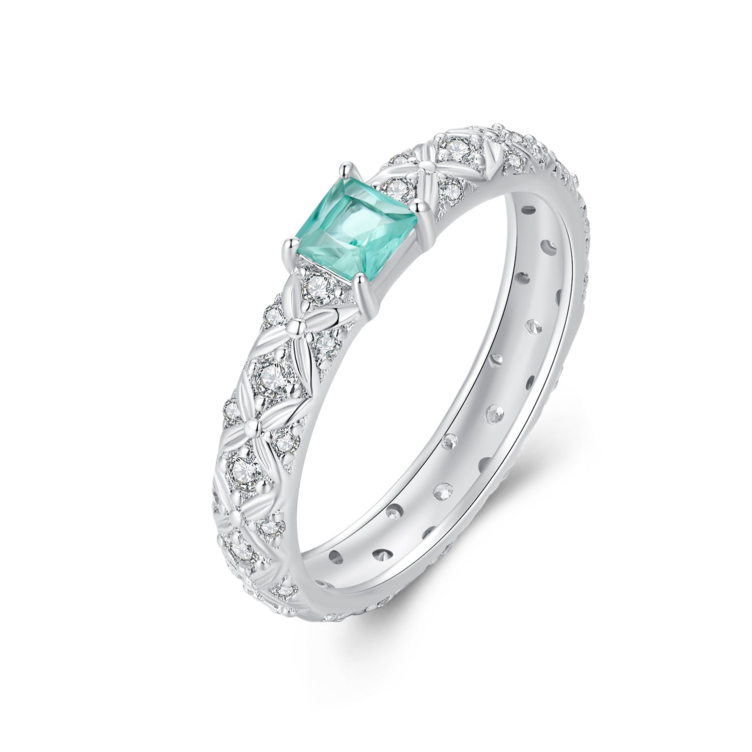 925 Sterling Silver Pavé Set CZ Ring in Size 6 for Women