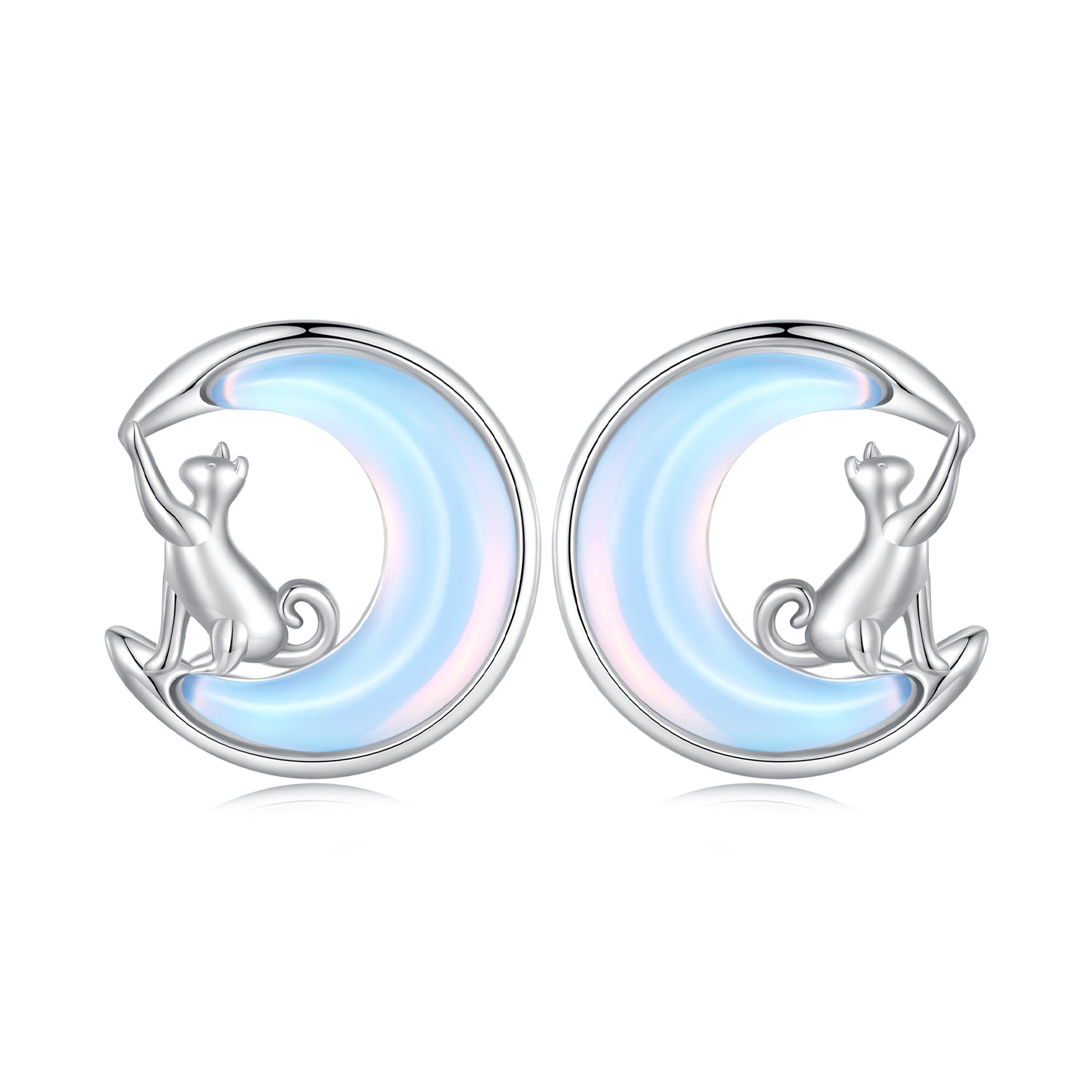 925 Sterling Silver Earrings with Transparent Glass, 13mm x 12mm for Women