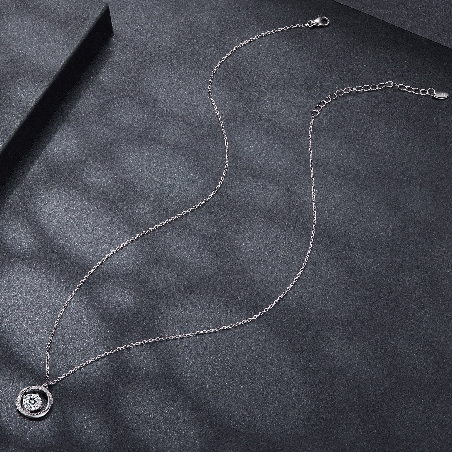 925 Sterling Silver Moissanite Necklace 40+5cm with CZ for Women