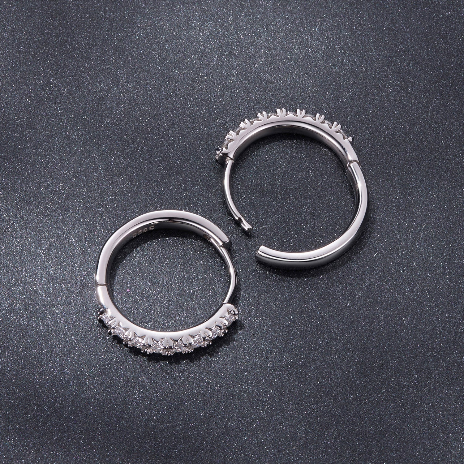 925 Sterling Silver Moissanite 0.03ct White Gold Plated Earrings 1.6cm for Women