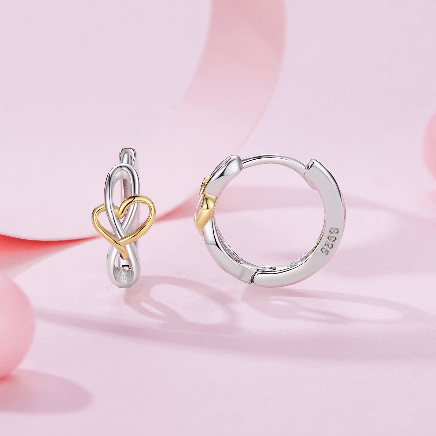 925 Sterling Silver Plated White Gold & Gold Hoop Earrings for Women