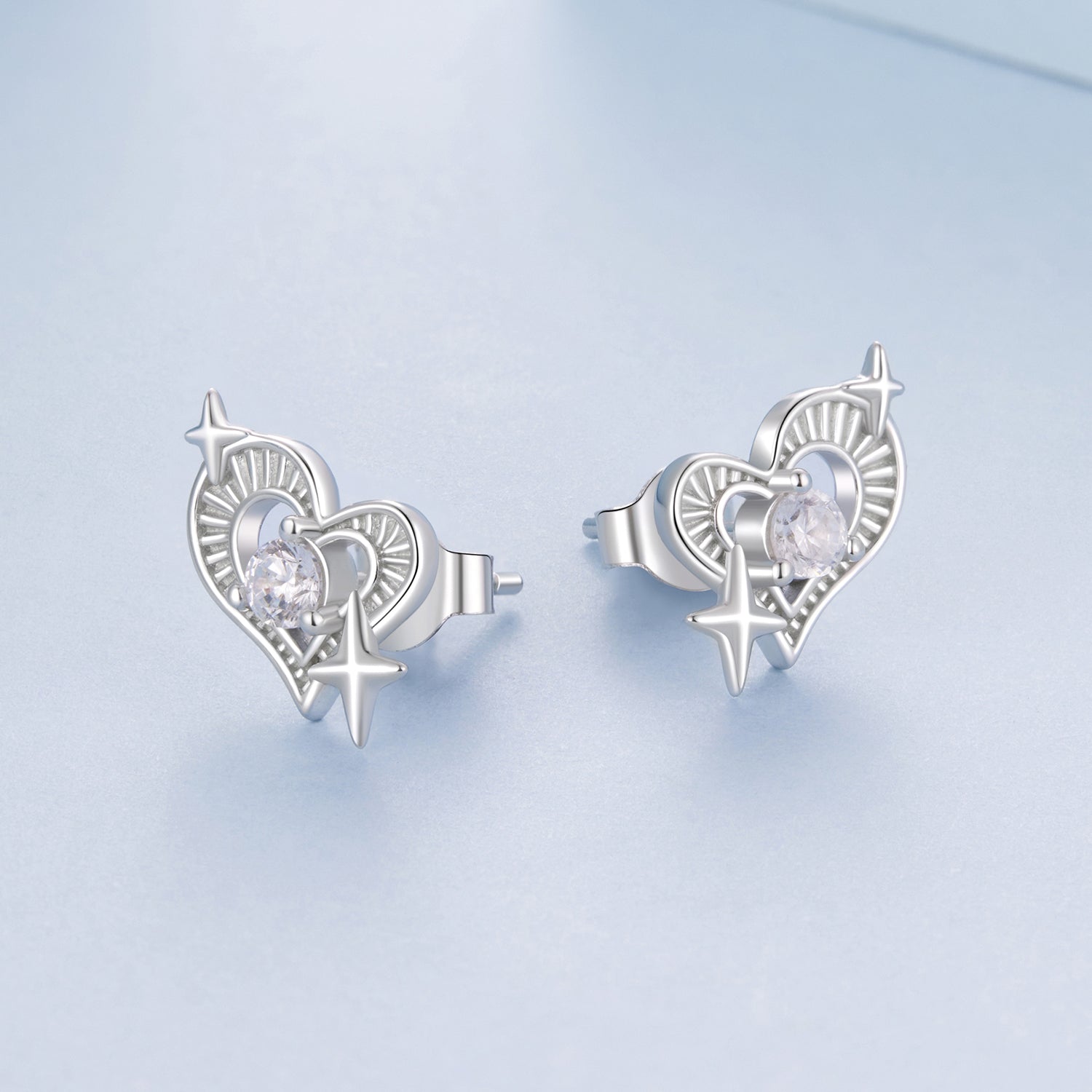 925 Sterling Silver Earrings with Pavé Setting CZ in White Gold