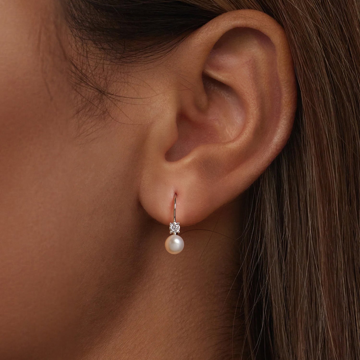 925 Sterling Silver & Moissanite 0.30 Carat Earring with Freshwater Pearl for Women