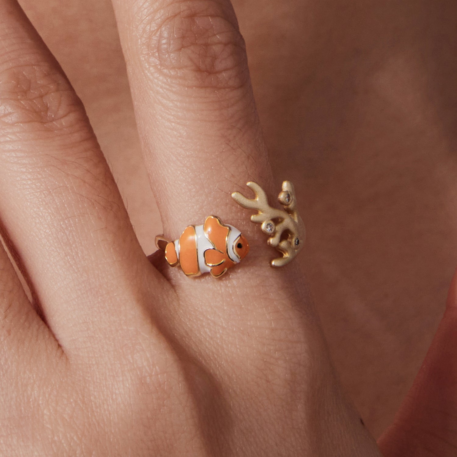925 Sterling Silver Enamel Gold-Plated Ring for Women