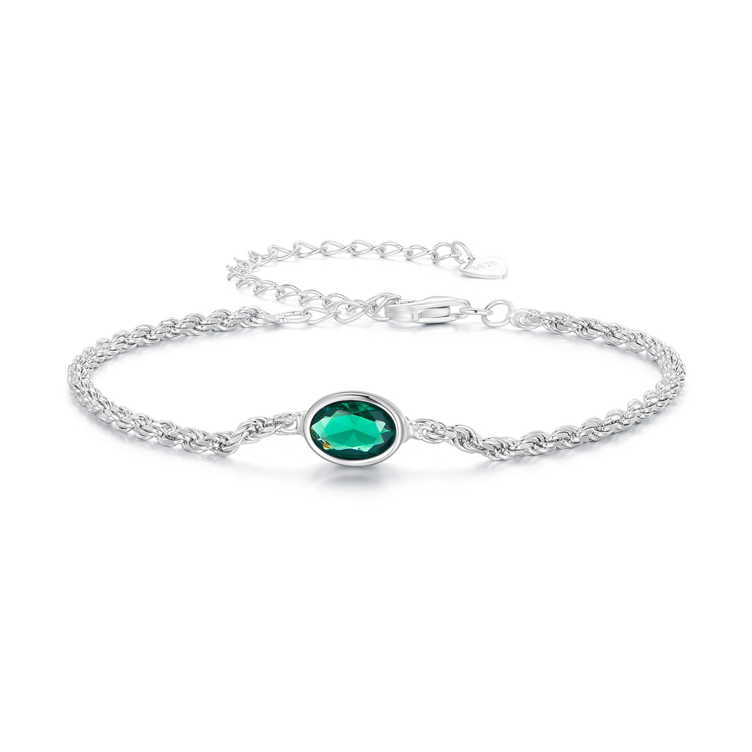 925 Sterling Silver Bracelet with CZ Pendants 150mm + 60mm Adjustable Size