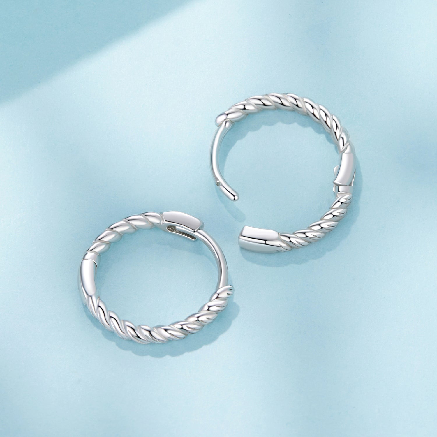 925 Sterling Silver Plated White Gold Earrings Size 1.4x0.2cm for Women