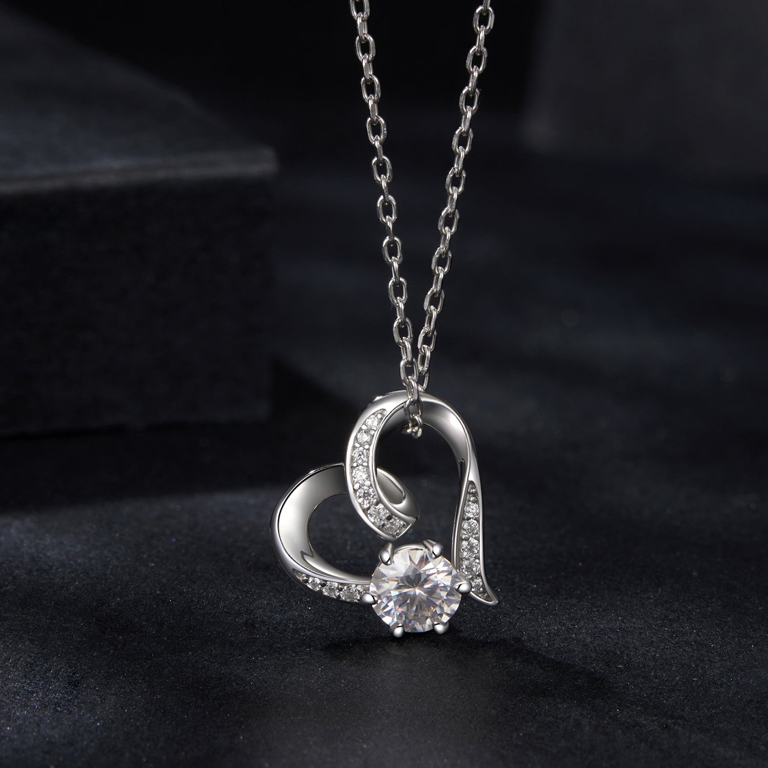 925 Sterling Silver Moissanite Necklace with Pendant and White Gold Plating for Women