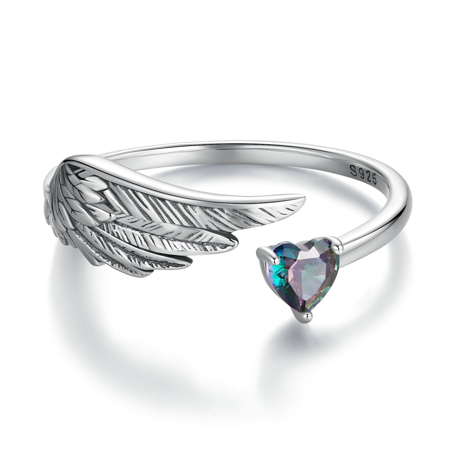 925 Sterling Silver Transparent Glass Ring for Women