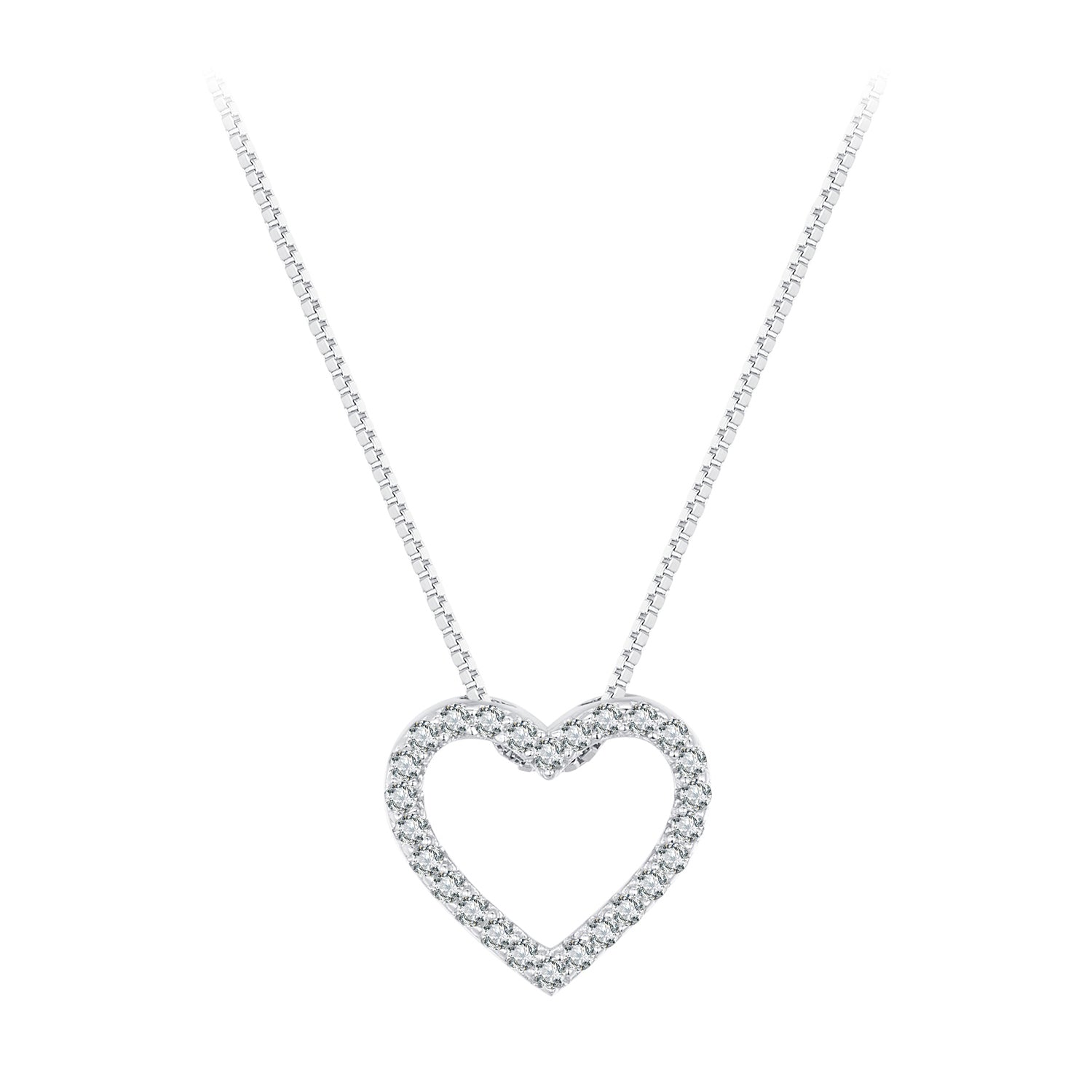 S925 Sterling Silver Necklace with Moissanite, 400mm + 50mm, Platinum Plated, Women