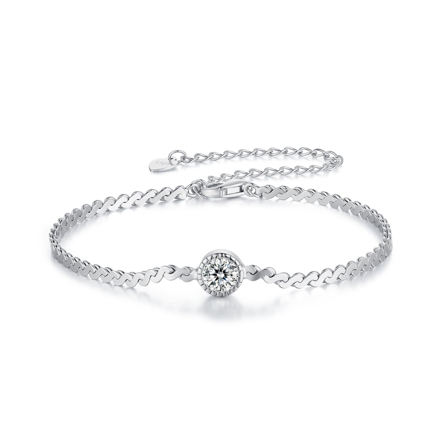 S925 Sterling Silver 5.0mm Moissanite Bracelet for Women
