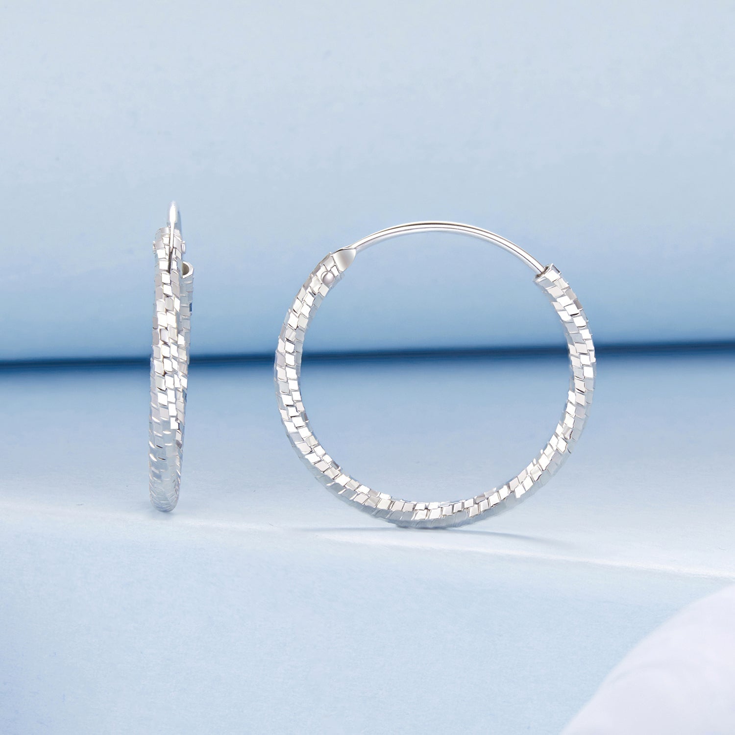 925 Sterling Silver Earrings for Women - White Gold Plated, 2.6*0.2 cm, Style L