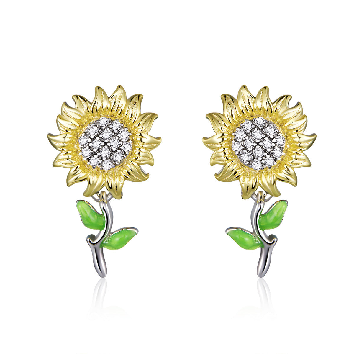 925 Sterling Silver Plated Gold Earrings with Enamel Process