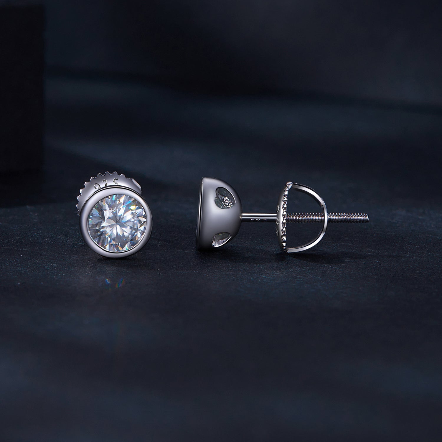 925 Sterling Silver 5.0mm Moissanite Earrings for Women
