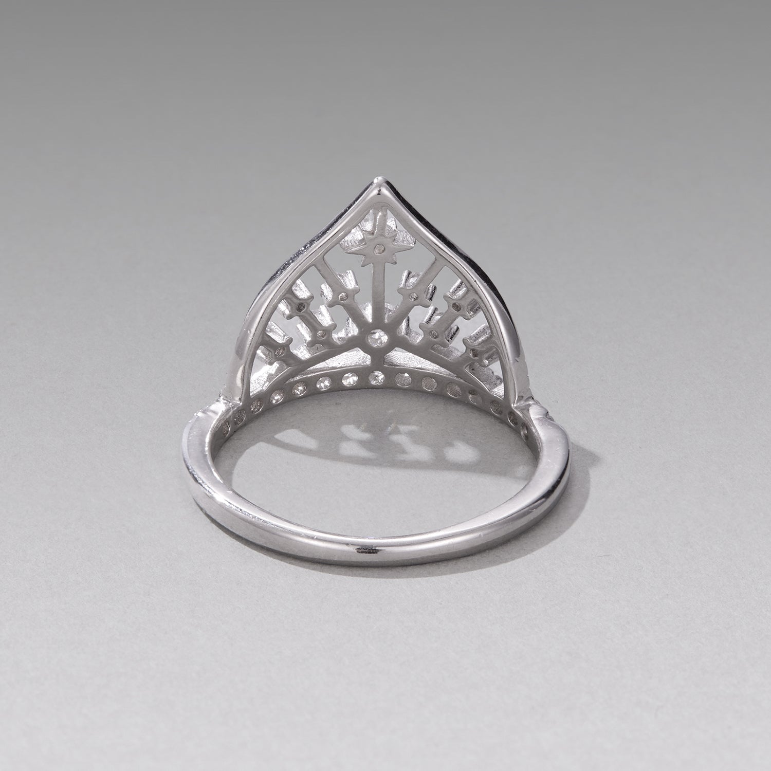 925 Sterling Silver White Gold Plated Ring with Pavé Setting CZ Size 6 for Women