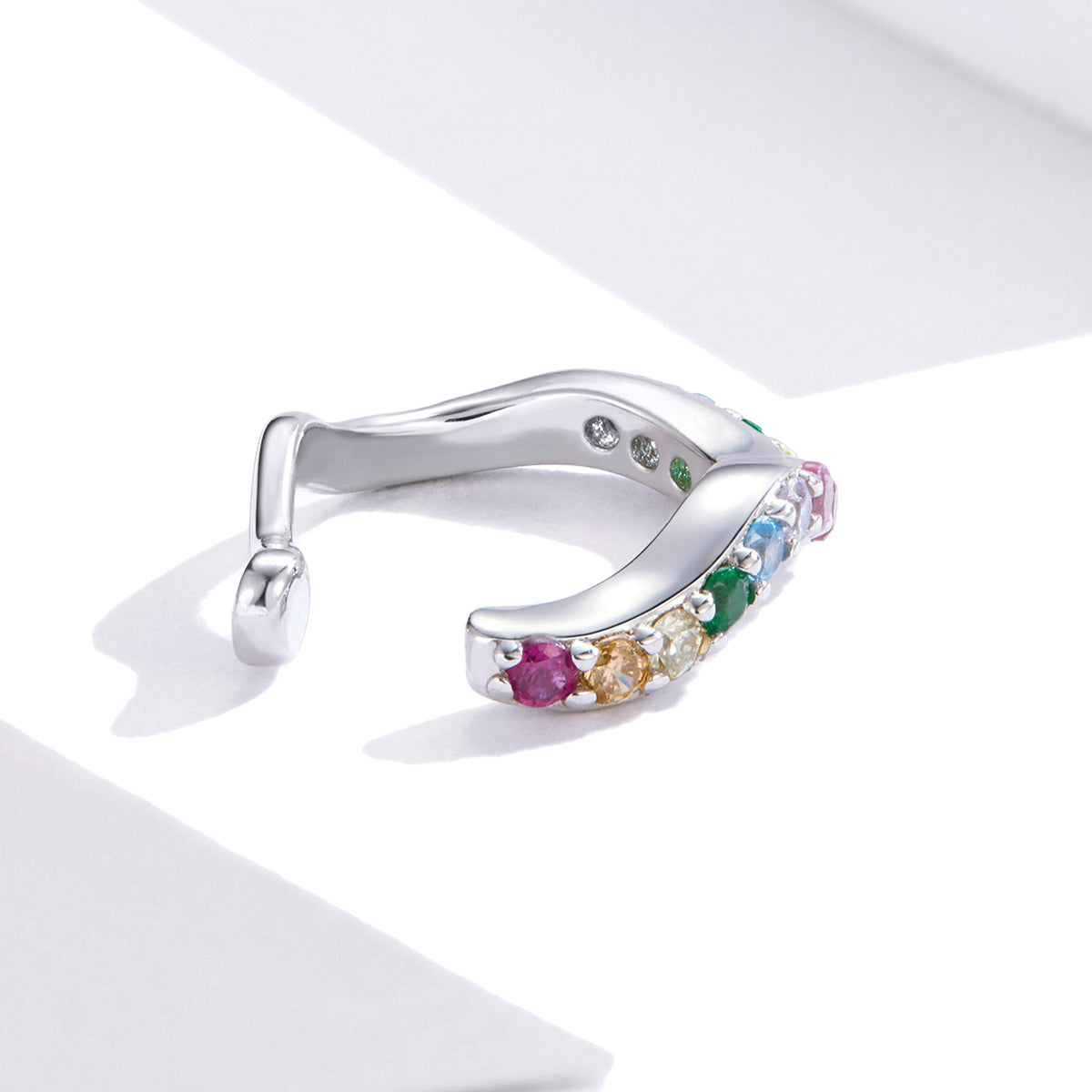 925 Sterling Silver Earrings with Pavé Set CZ, 1.6cm Length, 1.2cm Thickness, Women