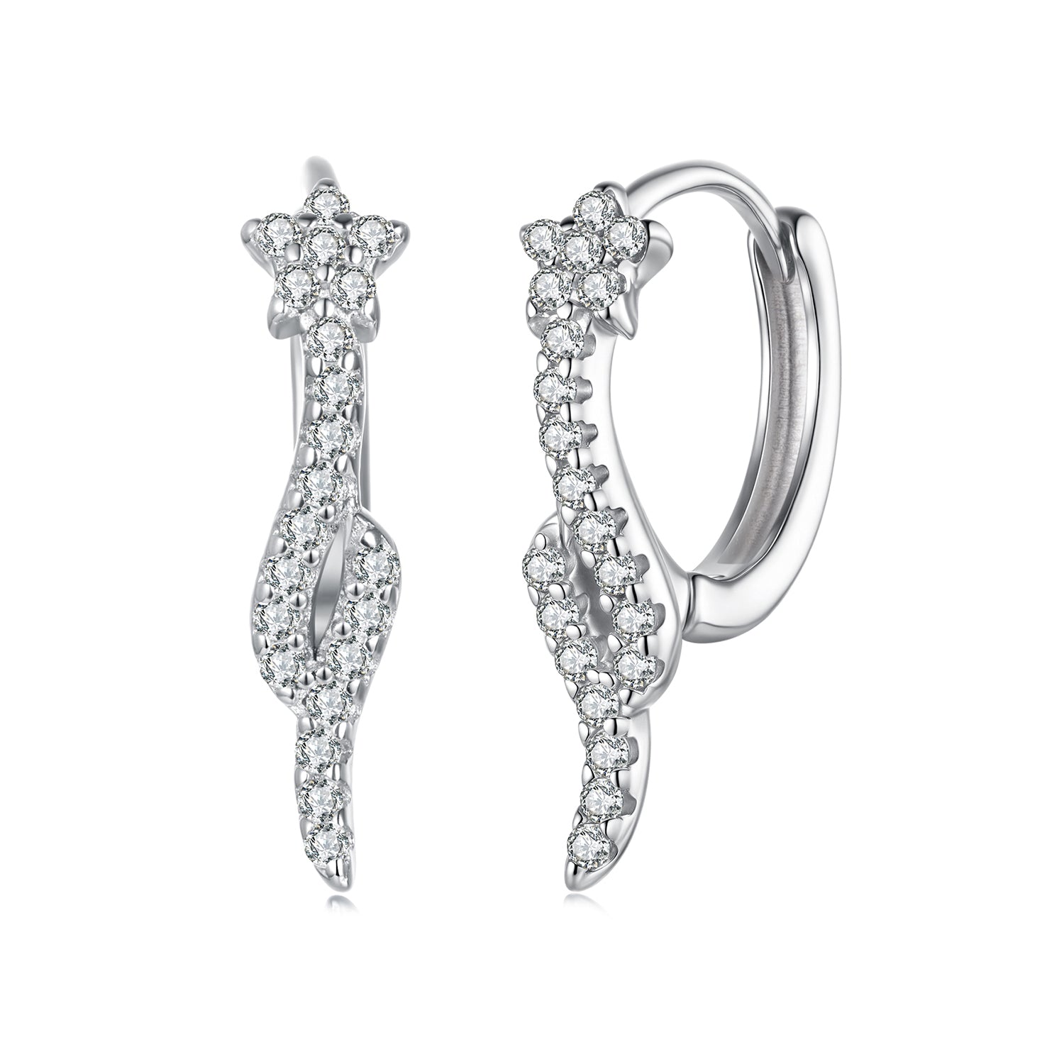 925 Sterling Silver Plated White Gold Earrings with CZ for Women