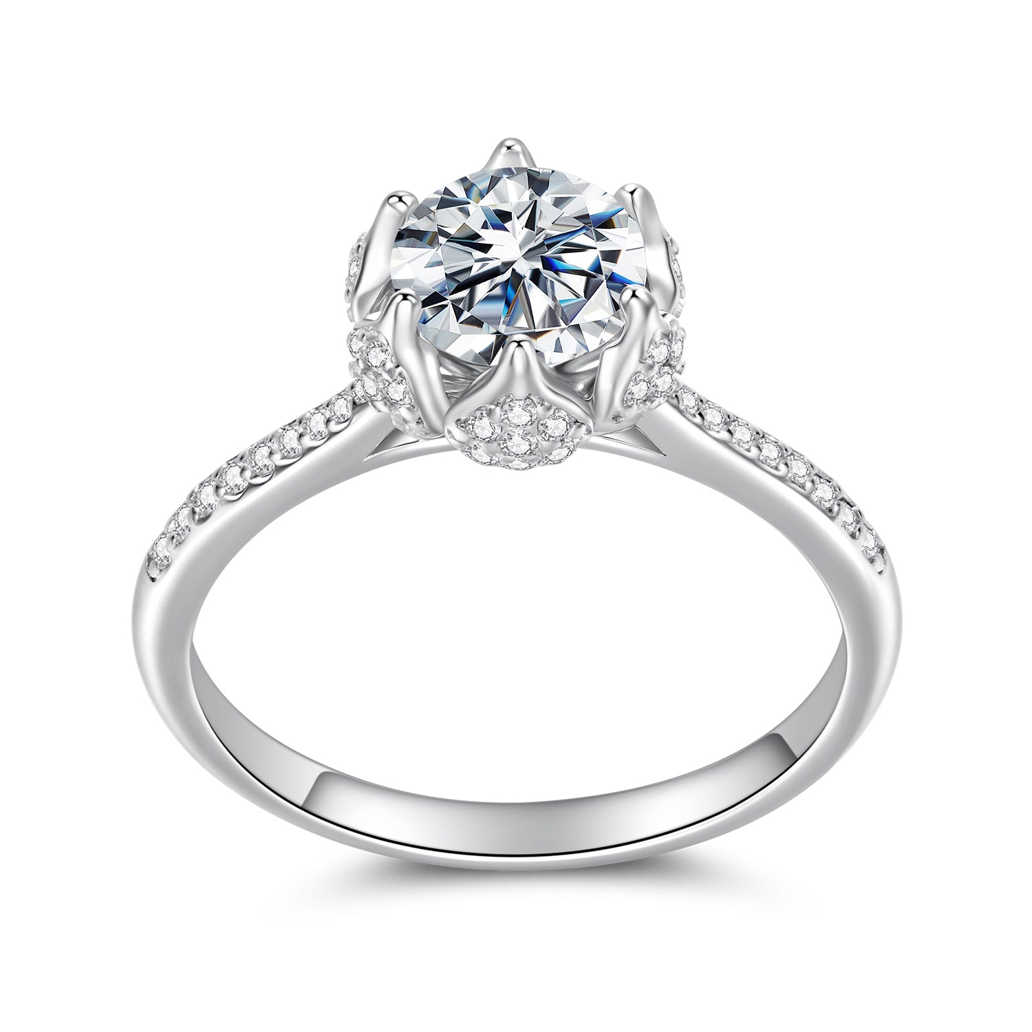 925 Sterling Silver Moissanite Ring 1ct Size 6 White Gold Plated for Women