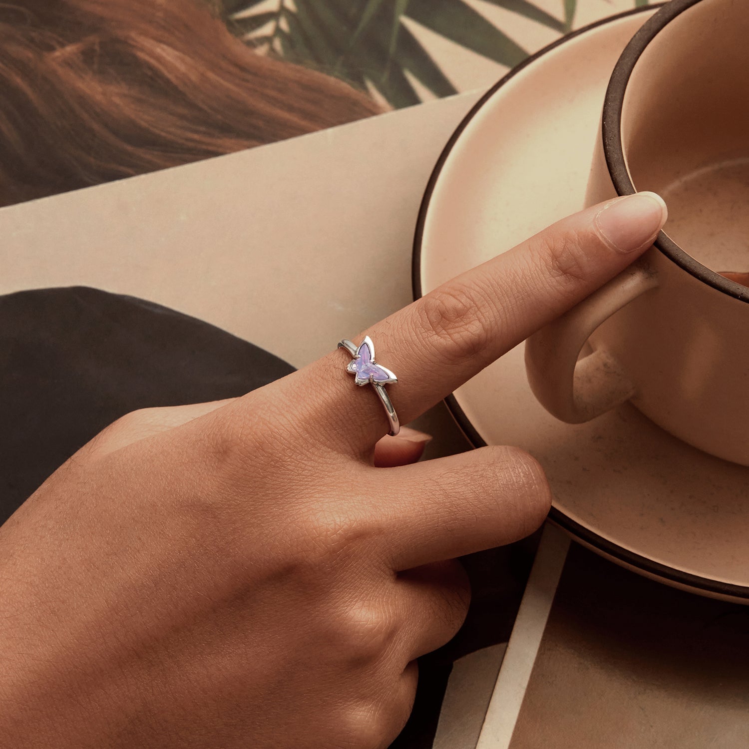 925 Sterling Silver Transparent Glass Pendant Rings for Women
