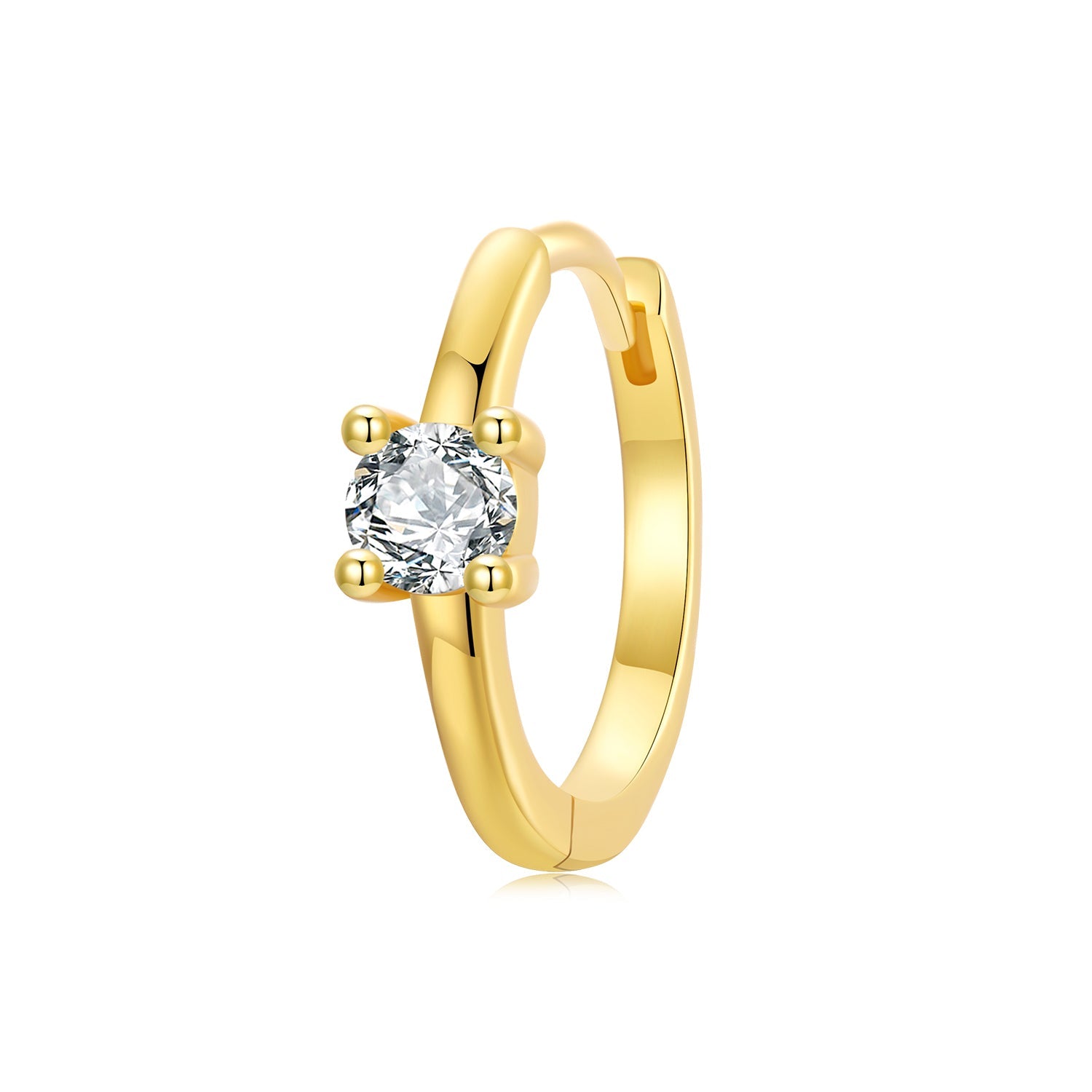 925 Sterling Silver Mini Stud Earrings with Gold Plating and CZ