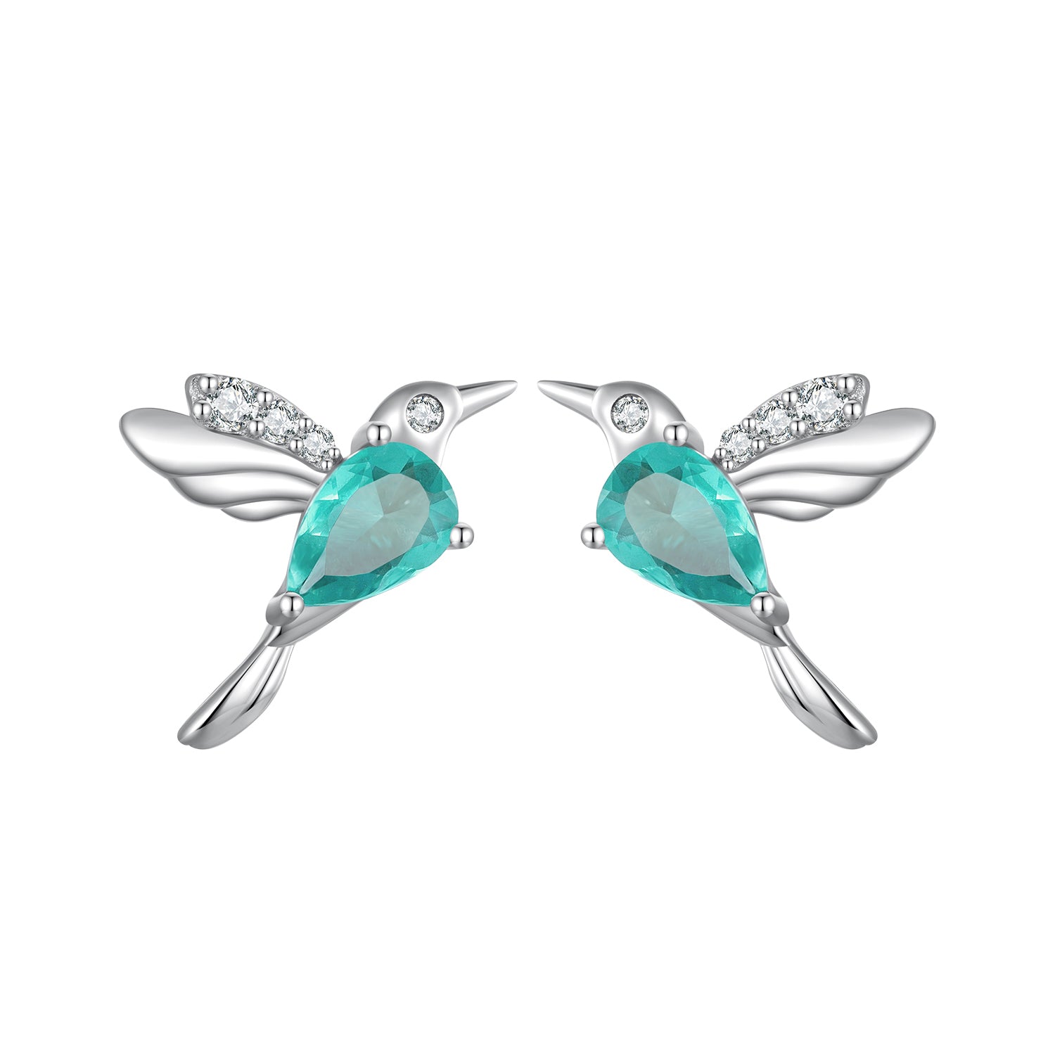 925 Sterling Silver Transparent Glass Earrings with CZ for Women