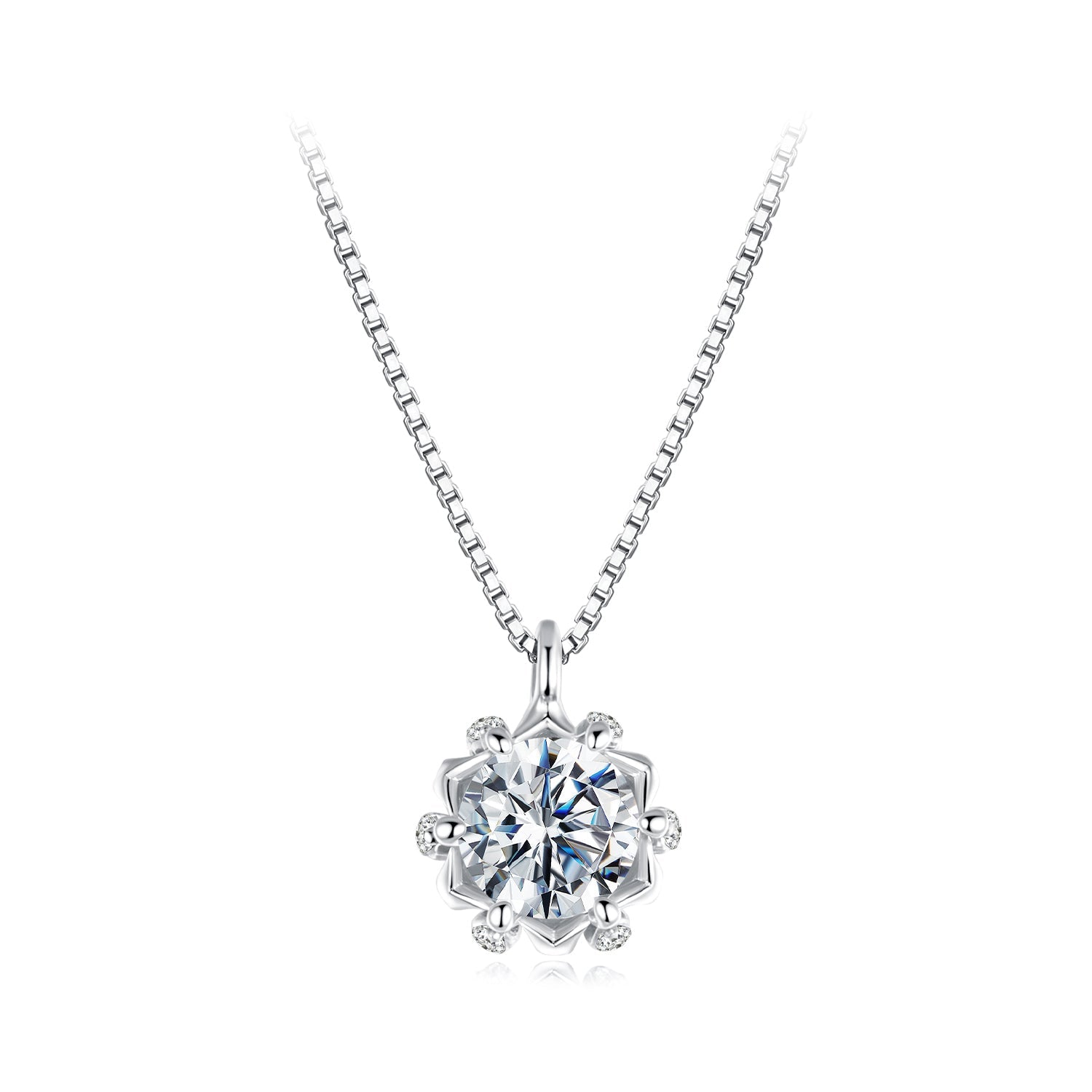 925 Sterling Silver Moissanite & CZ Pavé Necklace - 40+5cm for Women