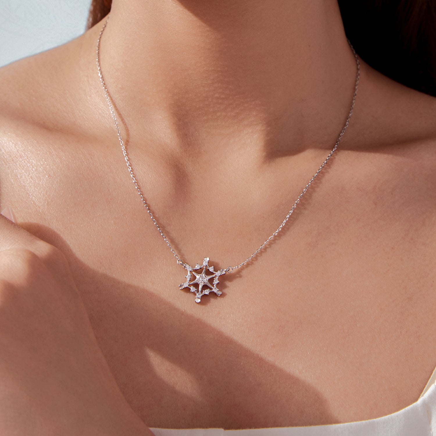925 Sterling Silver White Gold Plated 1.8x1.9cm CZ Pendant Necklace for Women