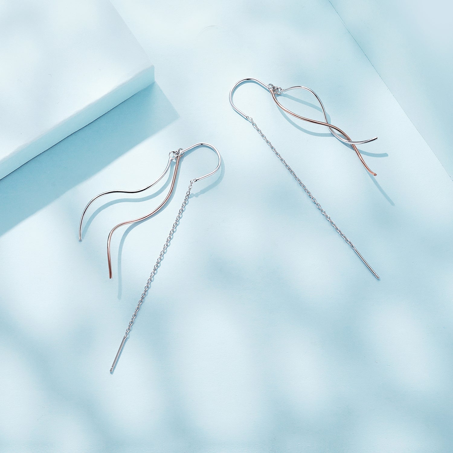 925 Sterling Silver Earrings 56*10mm Plated Platinum Rose Gold for Women