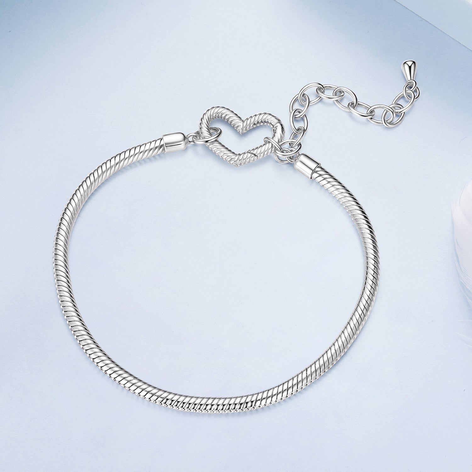 925 Sterling Silver Plated White Gold Bracelet - Adjustable 17+5cm