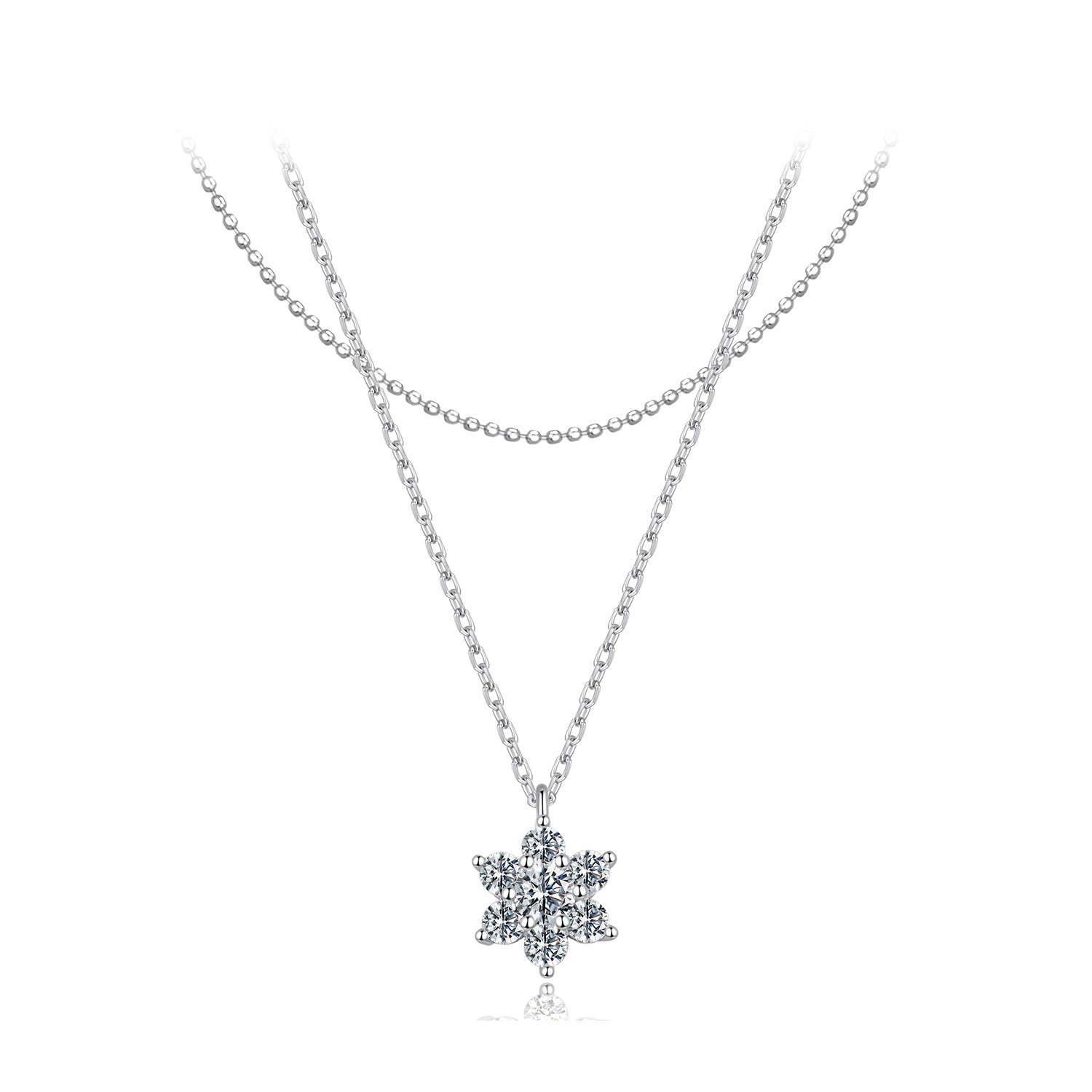 925 Sterling Silver 0.06 Carat & 0.20 Carat Moissanite Necklace with White Gold Plating for Women
