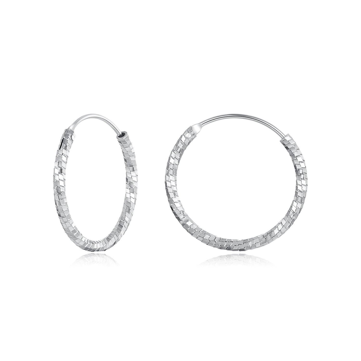 925 Sterling Silver Earrings for Women - White Gold Plated, 2.6*0.2 cm, Style L