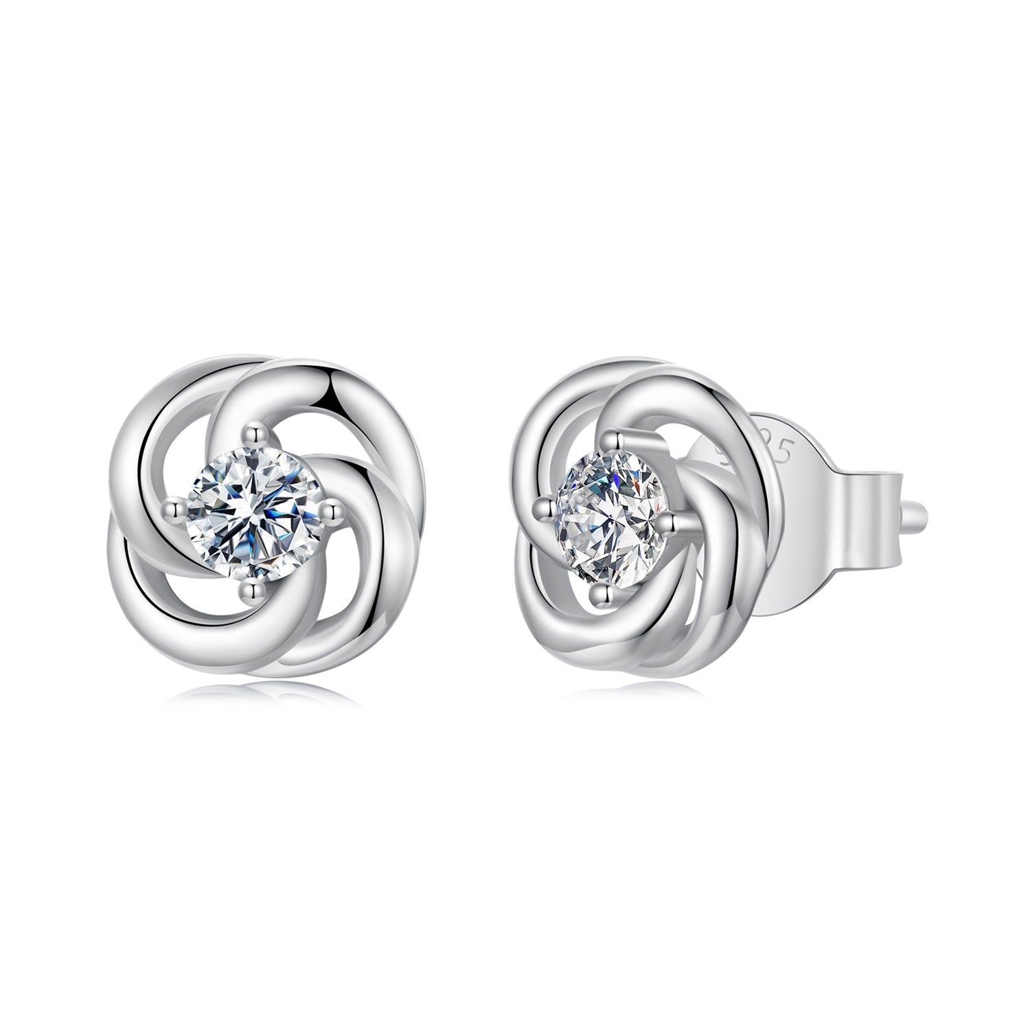 925 Sterling Silver Moissanite Earrings, 0.3cm, White Gold Plated, for Women