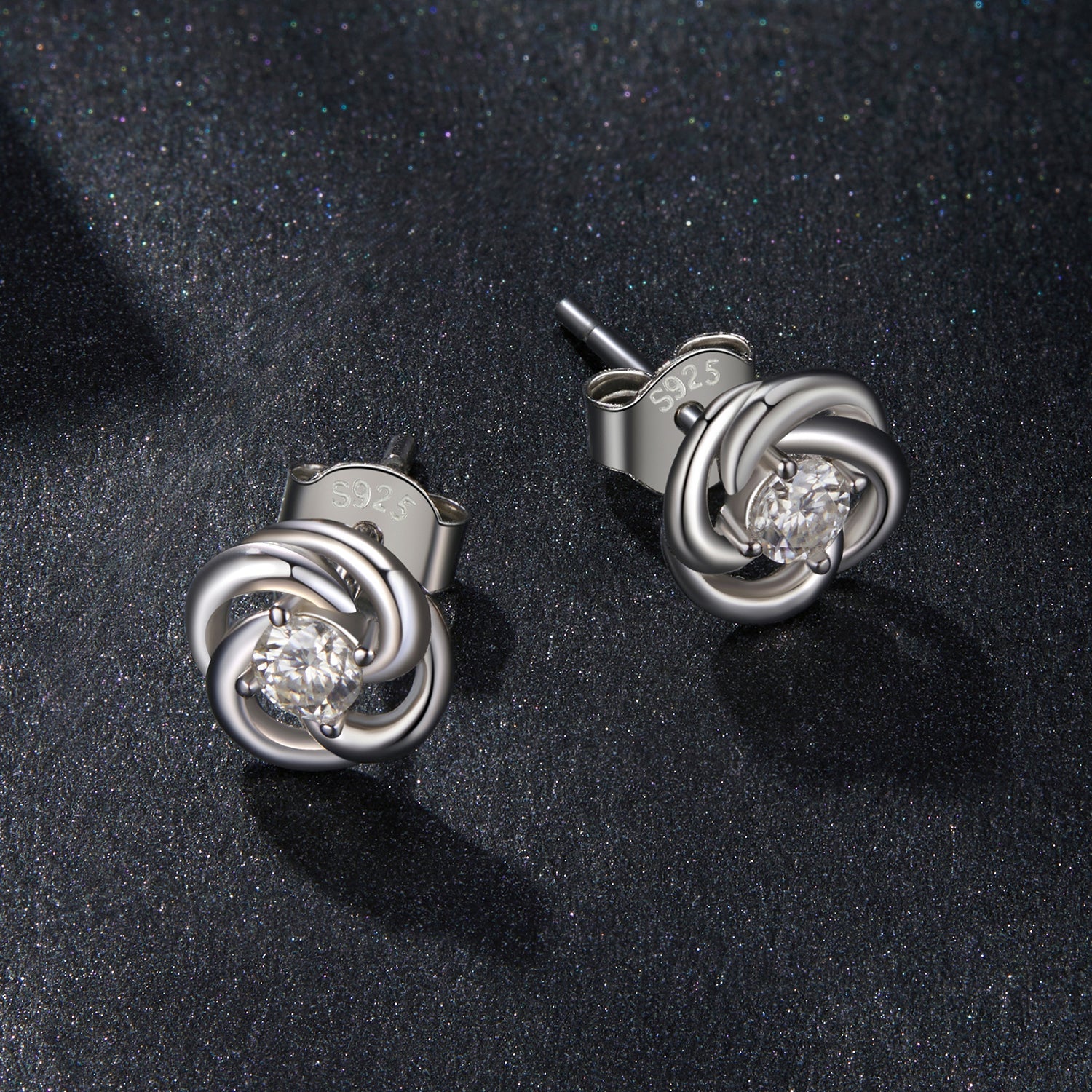 925 Sterling Silver Moissanite Earrings, 0.3cm, White Gold Plated, for Women