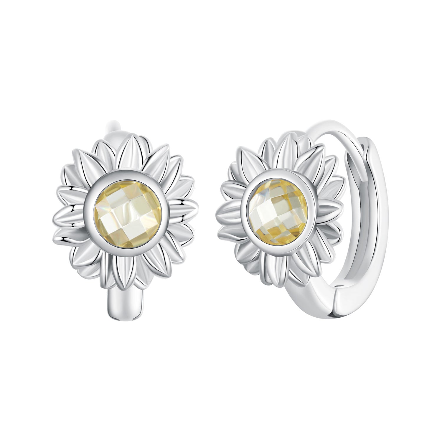 925 Sterling Silver Earrings with Transparent Glass, 12x9mm Size for Women