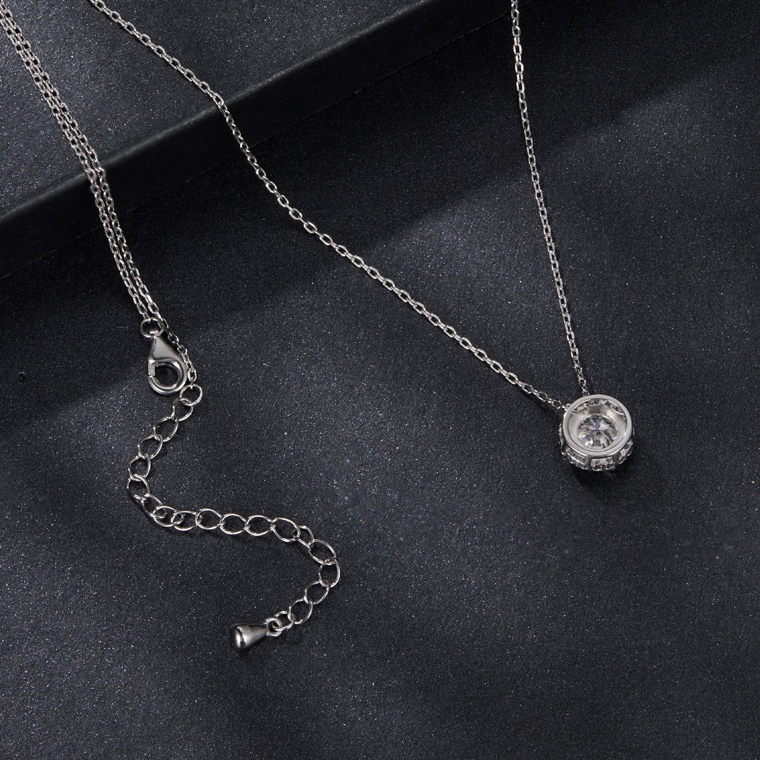 925 Sterling Silver Moissanite Necklace 40+5cm with Pavé Setting for Women