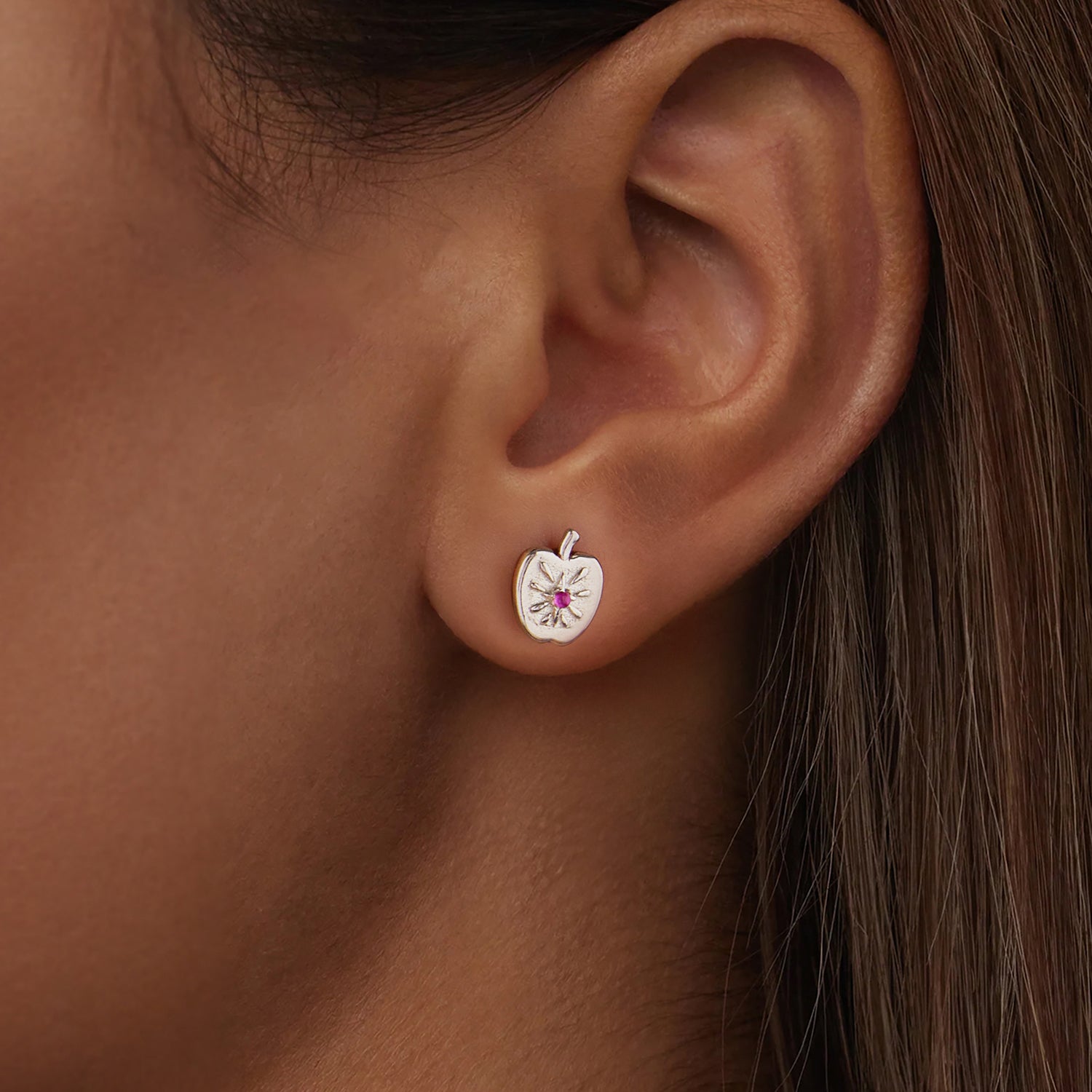 925 Sterling Silver Earrings with Synthetic Spinel & Enamel, 1.1x0.8cm for Women