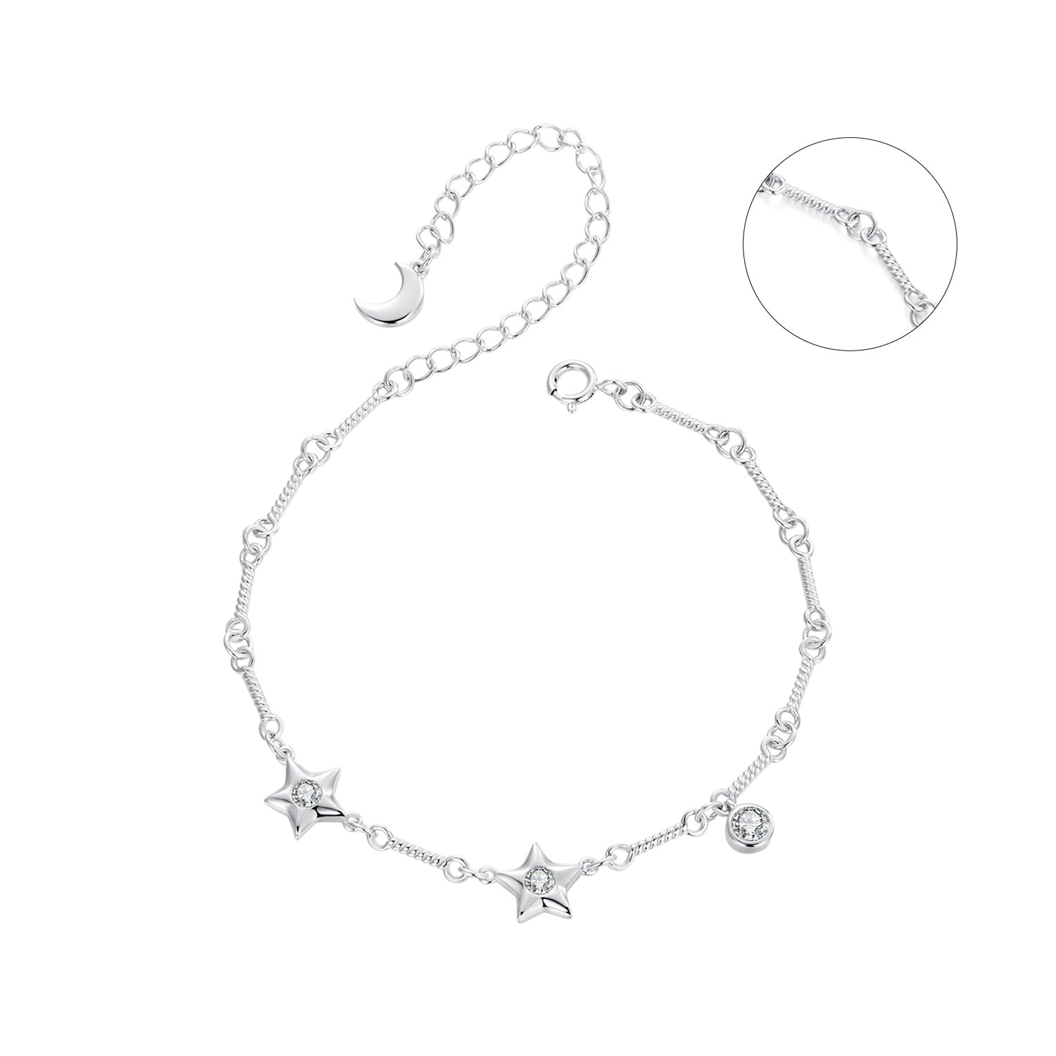 925 Sterling Silver White Gold Plated CZ Bracelet for Women