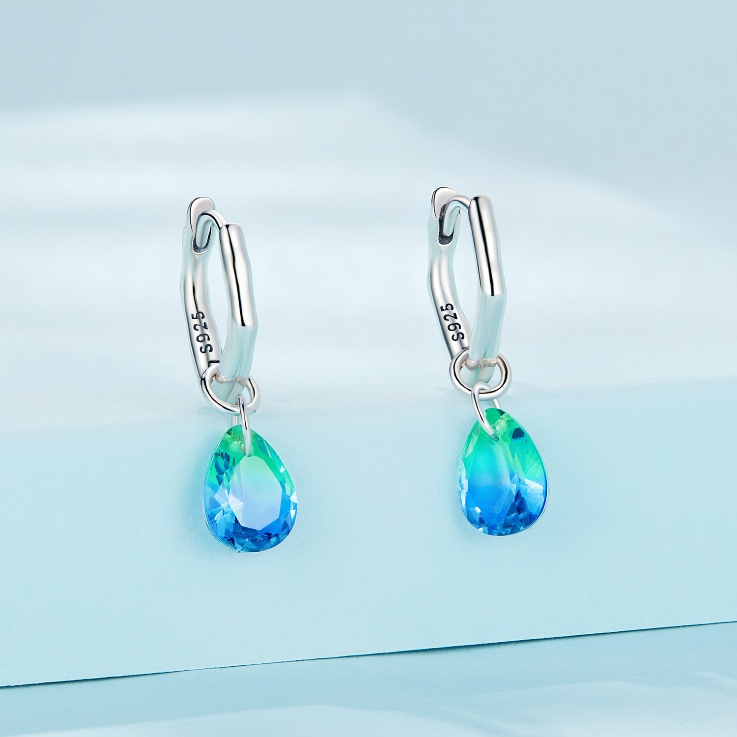 S925 Sterling Silver Oxidized Earrings with Transparent Glass & Main Stone for Women