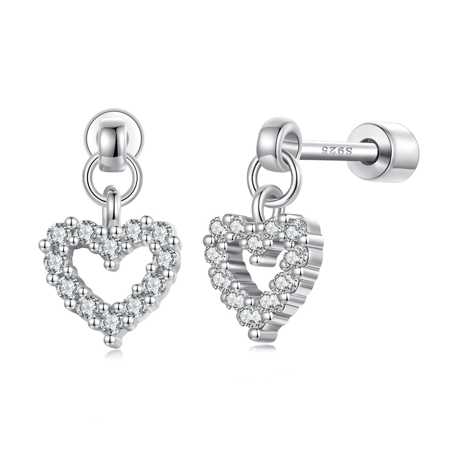 925 Sterling Silver White Gold Plated Pavé CZ Earrings