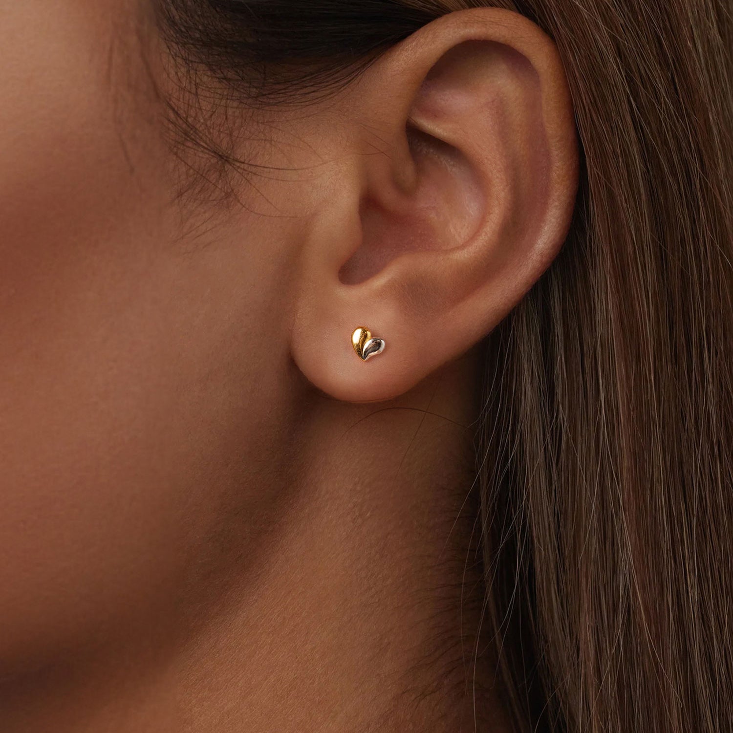 925 Sterling Silver & Plated Gold Earrings for Women - 0.5*0.6cm