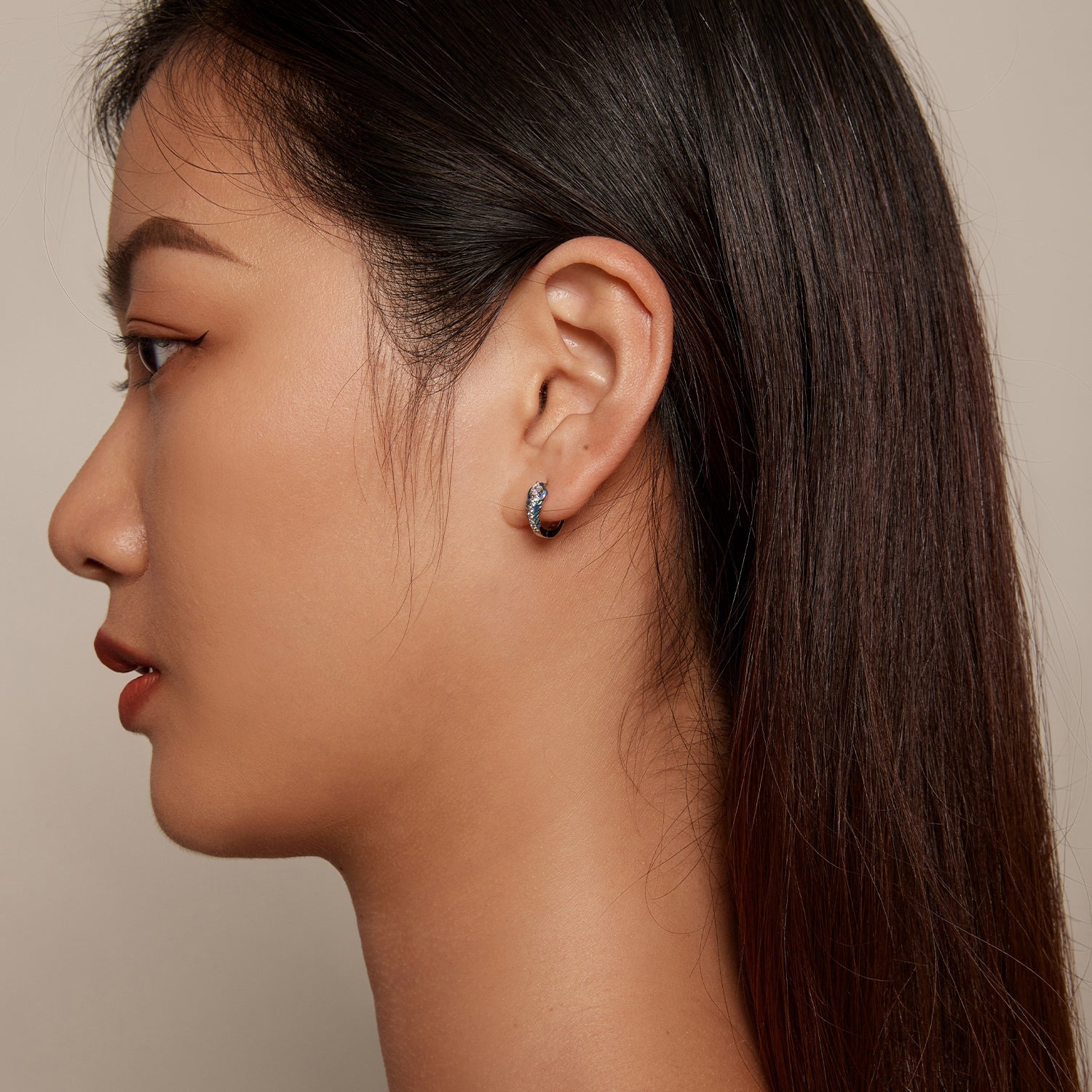 925 Sterling Silver Enamel Oxidized Earrings with Pavé Setting for Women