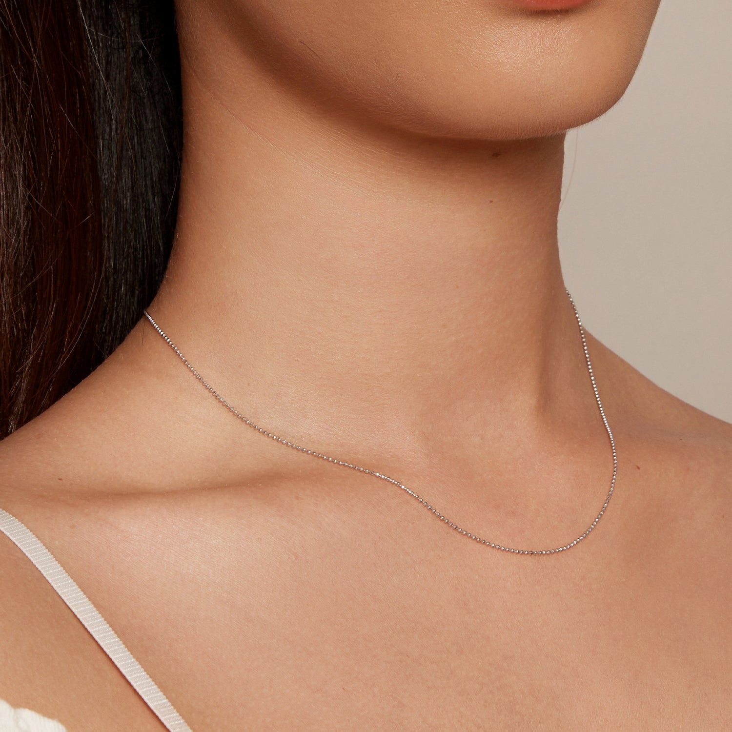 925 Sterling Silver Plated Platinum Necklace 400+50mm for Women