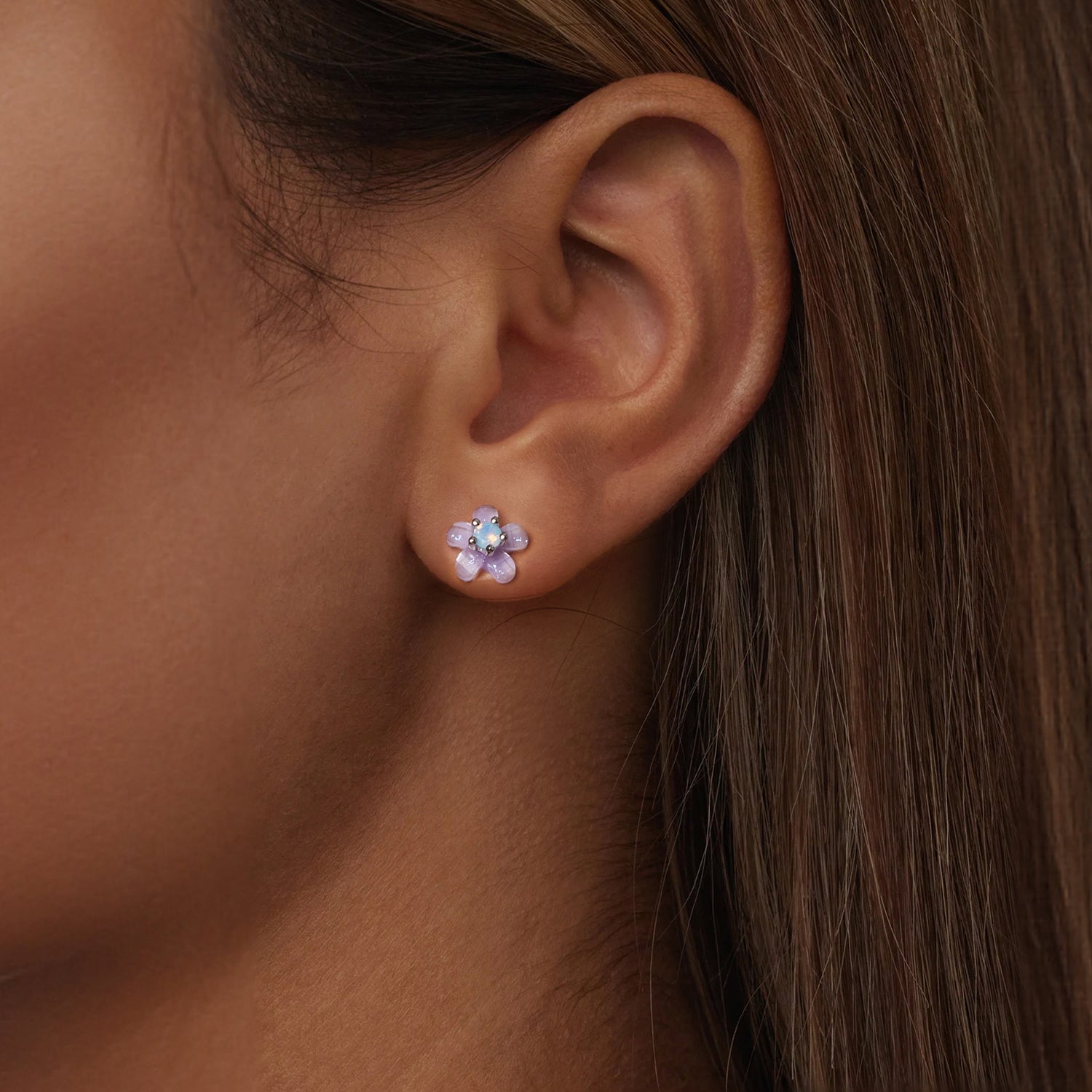 925 Sterling Silver Opal 8mm Earrings for Women