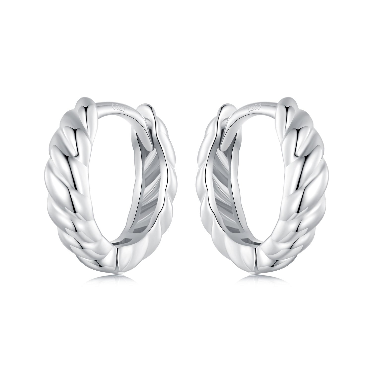 925 Sterling Silver Plated White Gold Earrings for Women - Size 11*3mm