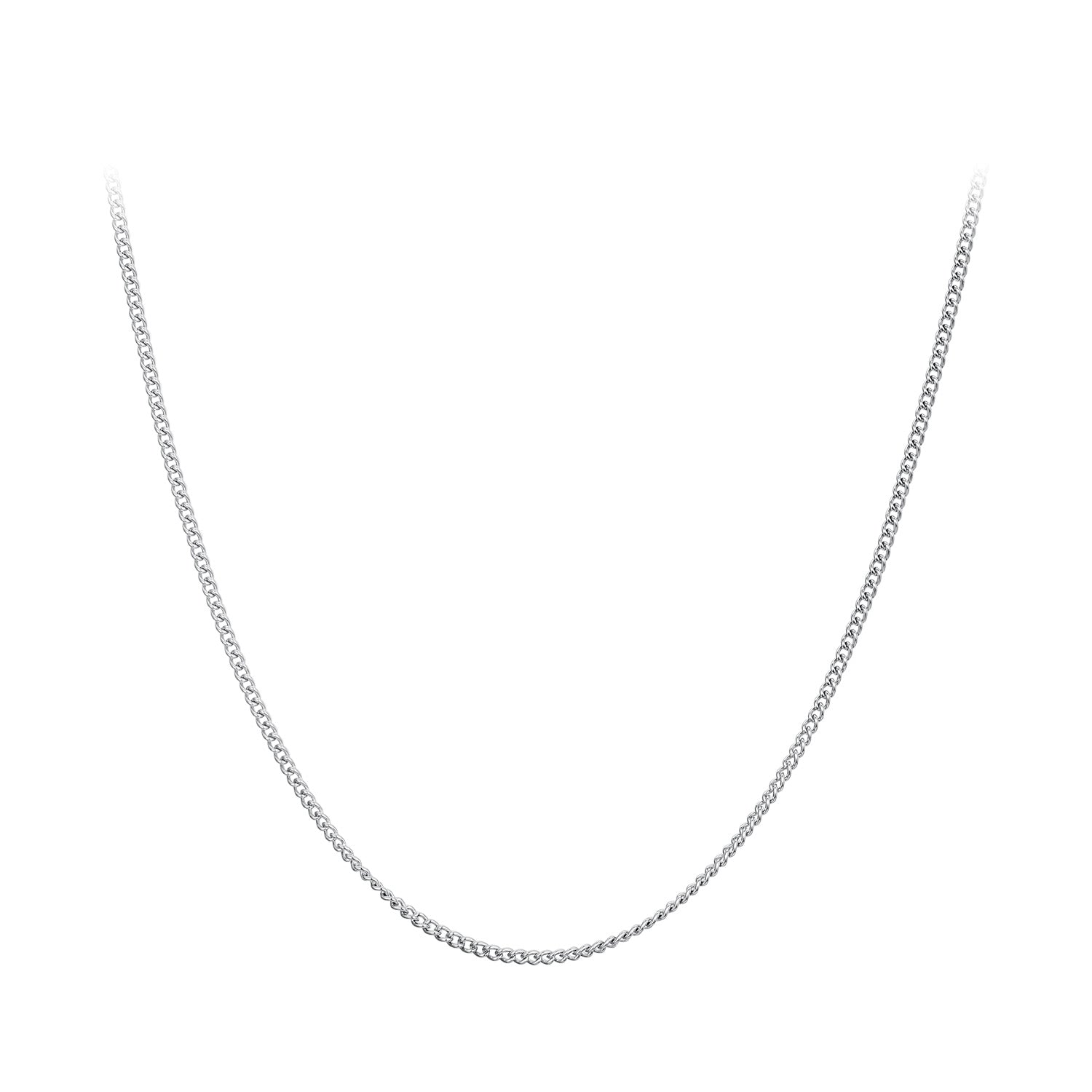 925 Sterling Silver 45S Platinum Plated Necklace for Women - 400mm Length, 0.8mm Thickness