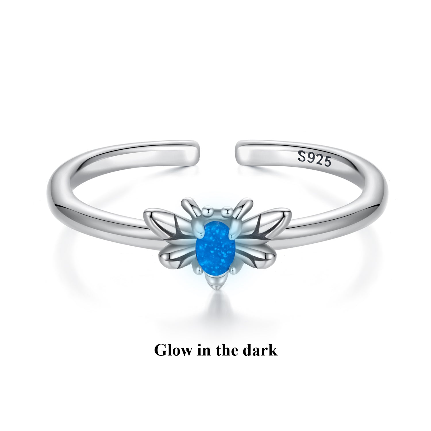 925 Sterling Silver Pendant with Luminous Stone - Oxidized Silver, For Rings