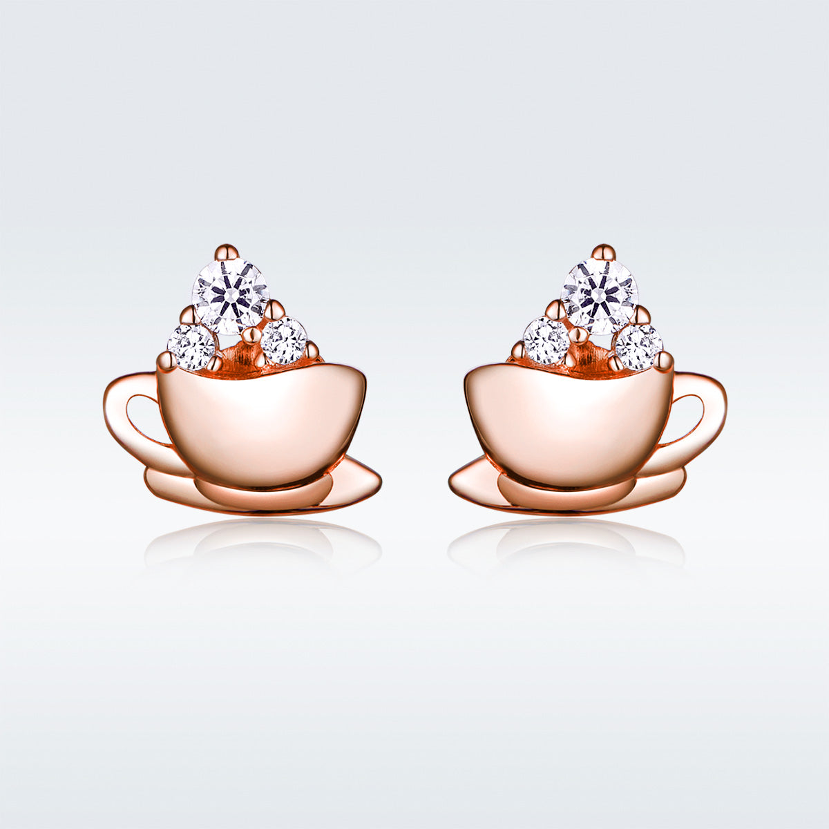 925 Sterling Silver Rose Gold Plated Pavé CZ Earrings for Women