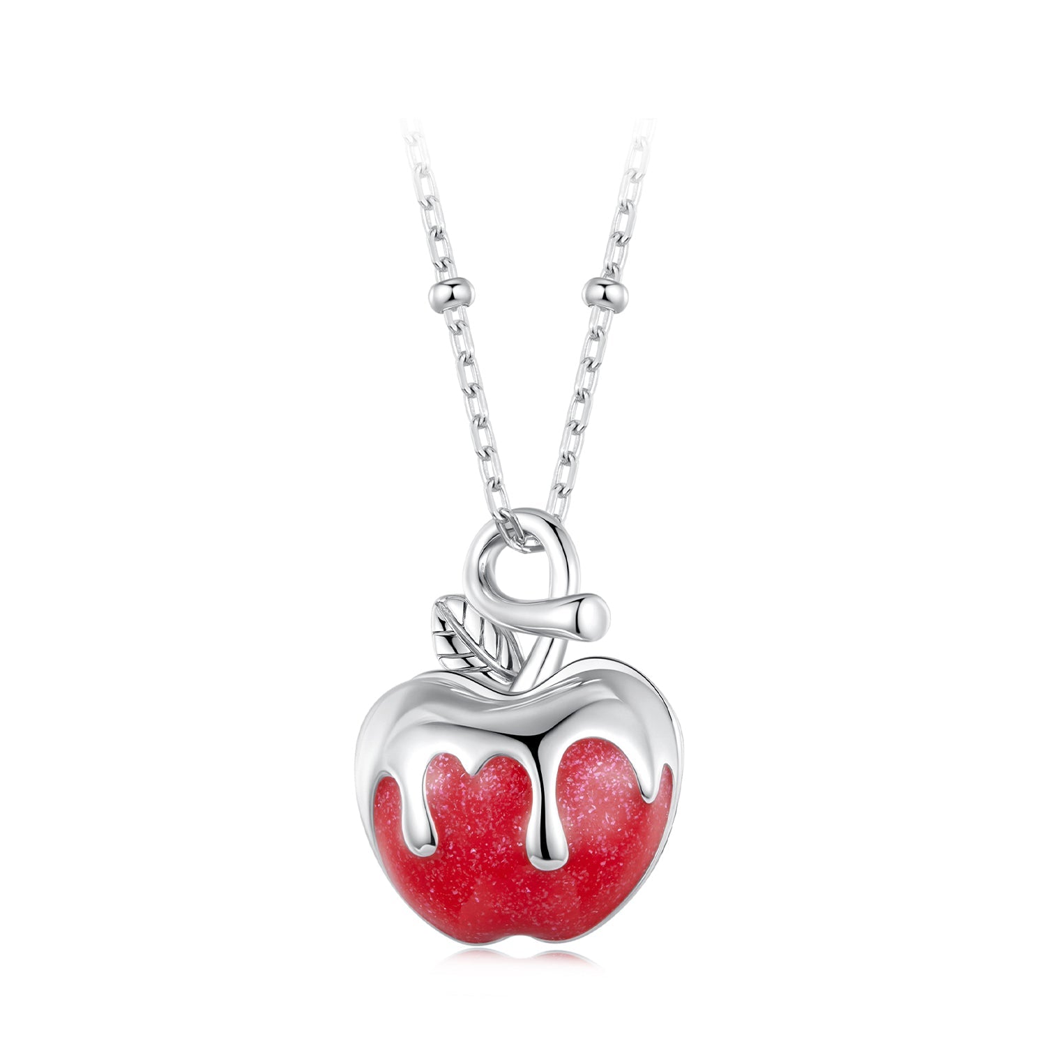 925 Sterling Silver White Gold Plated Enamel Necklace 40+5cm for Women