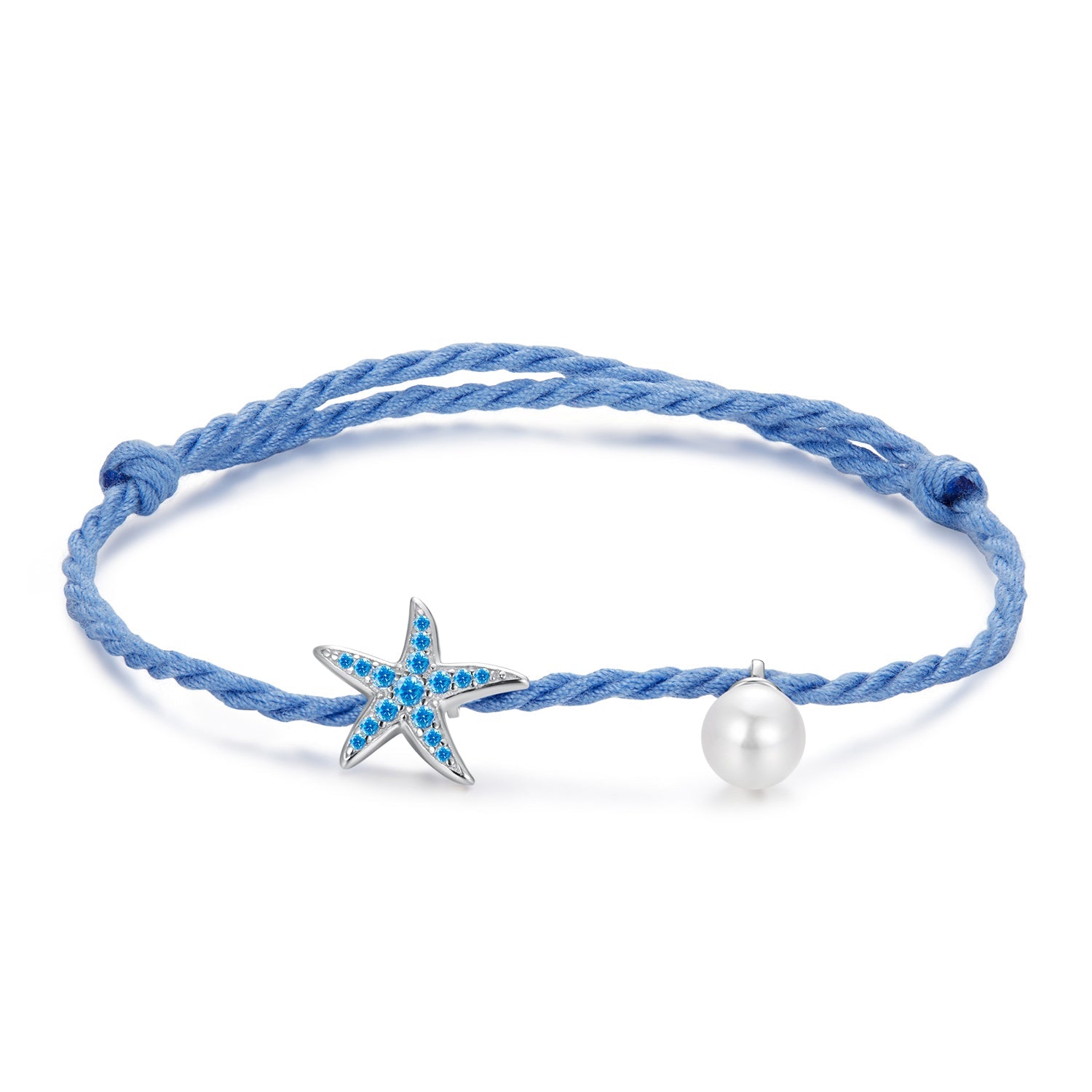 925 Sterling Silver Adjustable Starfish & Shell Pearl Bracelet for Women
